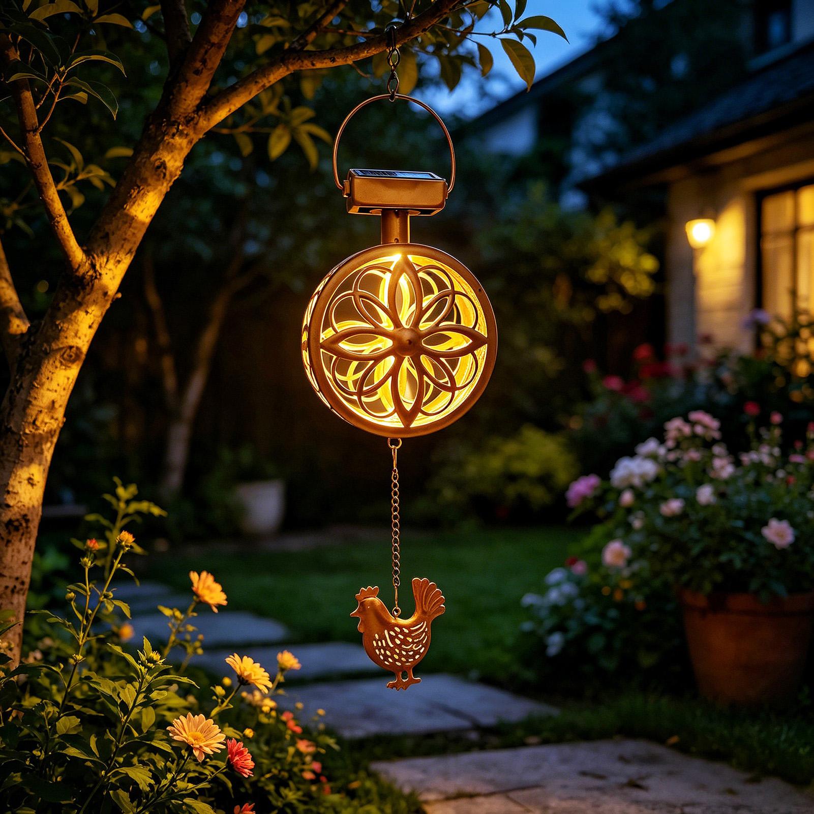 Outdoor Lighting Pendant - Солнечный уличный подвесной светильник-колокольчик из железа