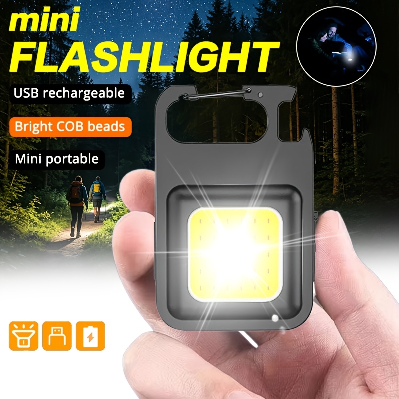 Outdoor Lighting Rechargeable - Портативный мини-фонарик-брелок, многофункциональный кемпинговый фонарь, USB-перезаряжаемый,
