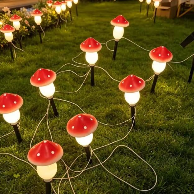 Outdoor Lighting Halloween - Солнечные гирлянды-грибы, водонепроницаемые уличные светильники на
